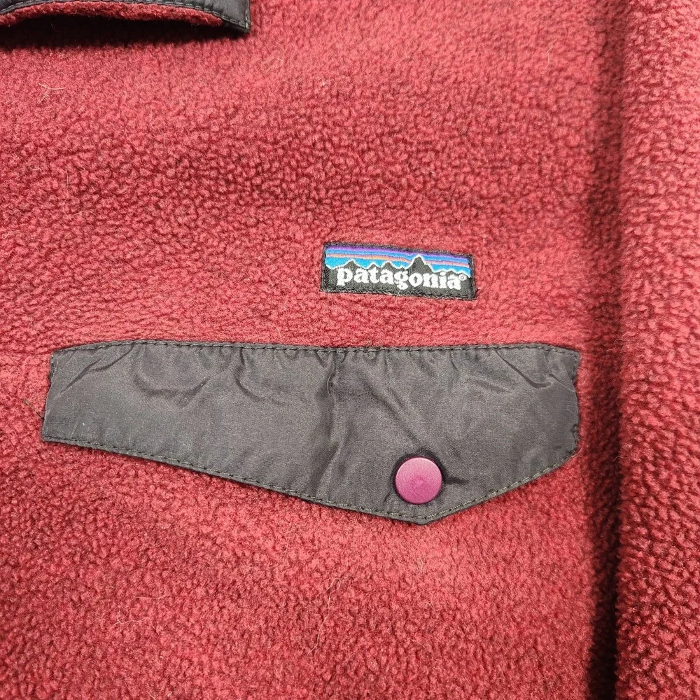 Vintage Patagonia Synchilla Mens Medium Red Pullover Snap T Fleece 90s